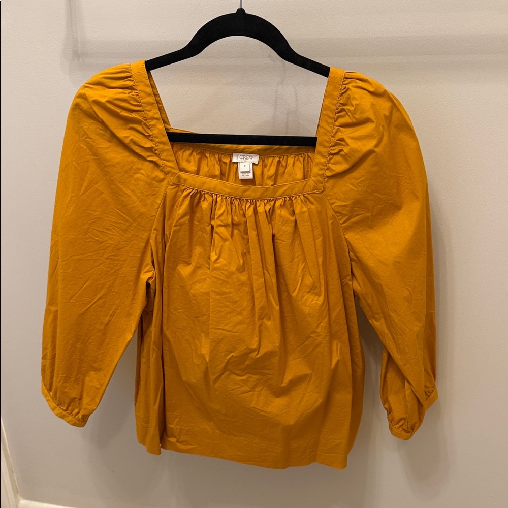 J. Crew Mustard Yellow Square Neck Blouse